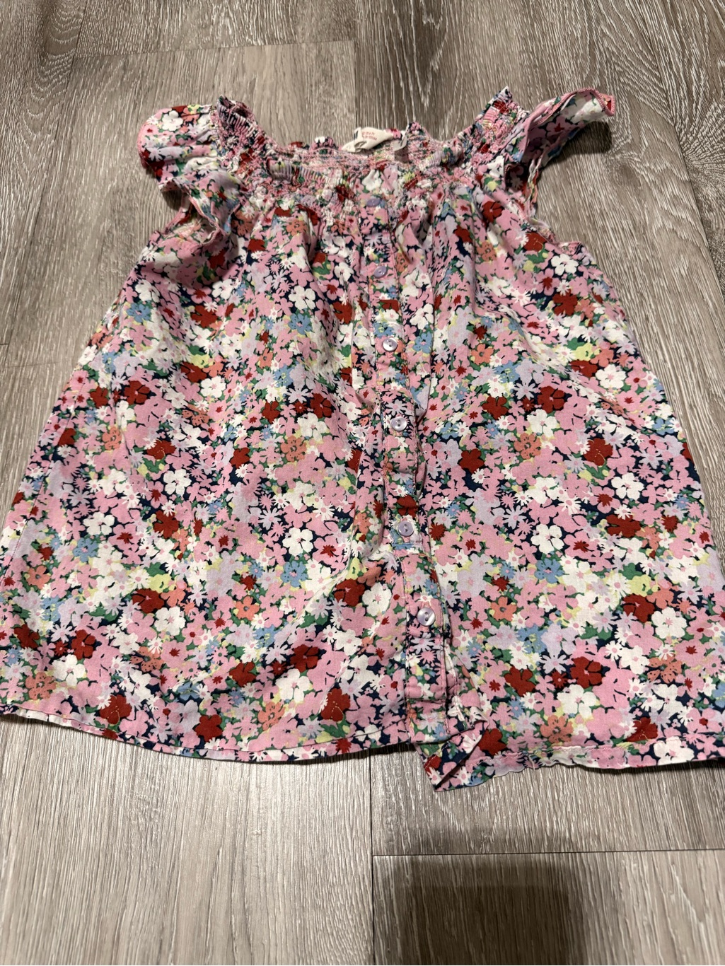 H & M Girls Pink Floral Button-Front Top
